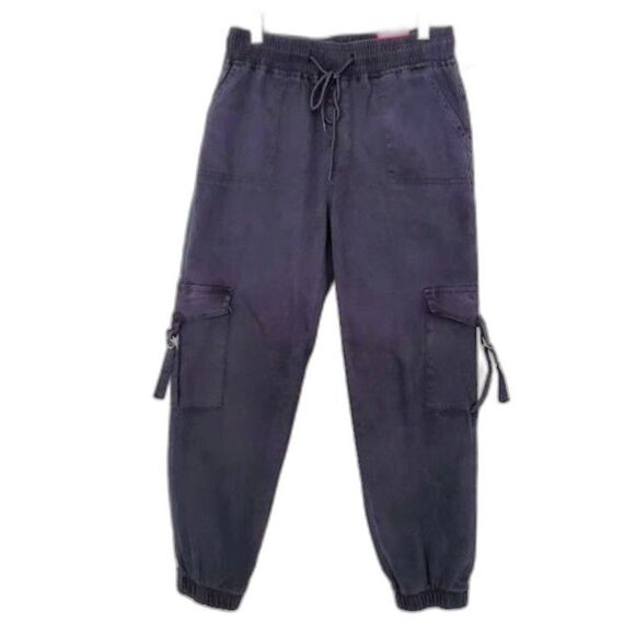 Gray Cargo Denim Joggers High-Waisted Pull-On Jean Jogger Pants Sz 9 Streetwear - Picture 1 of 11